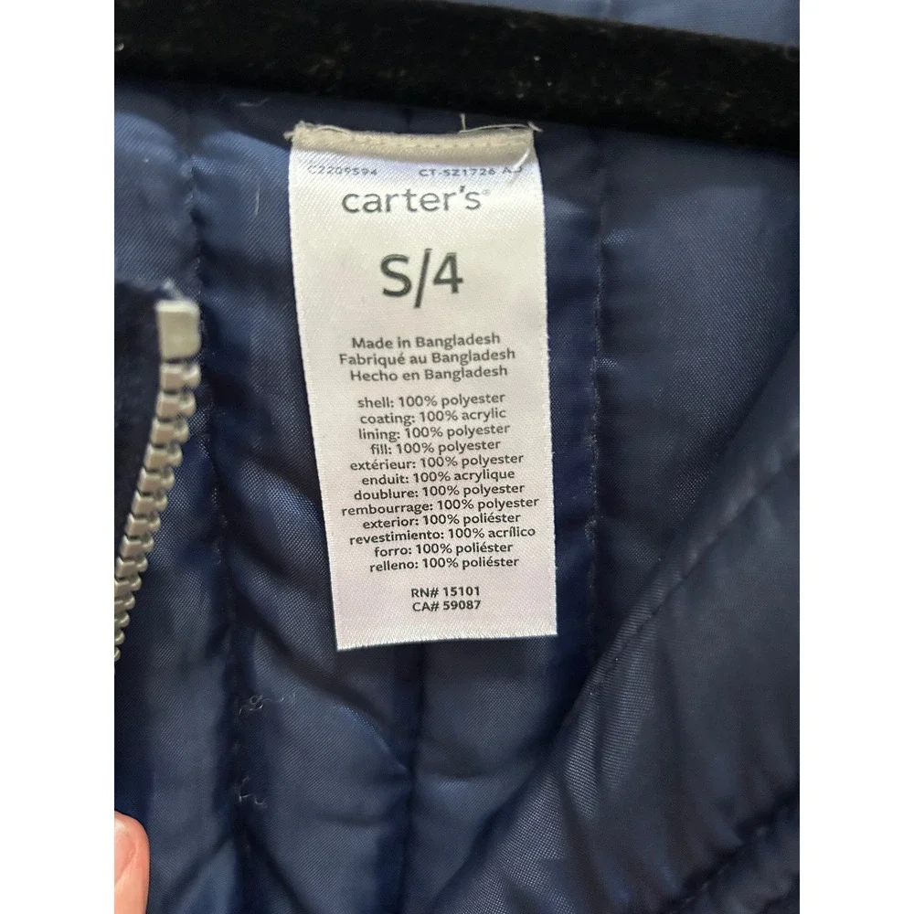 Carters Navy Blue Insulated Snow Bib Overalls Size 4 Kids Winter Ski‎ Pants